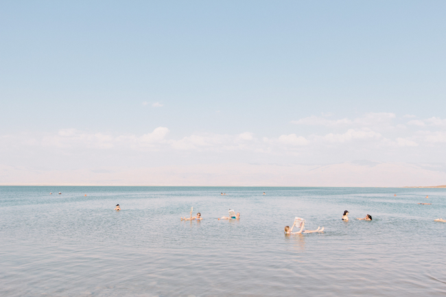 Picture of people lounging in the Dead Sea